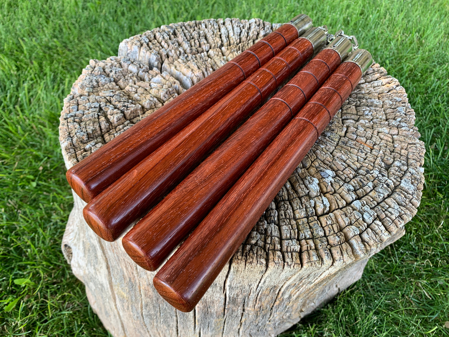 African Padauk Chain Nunchaku Set